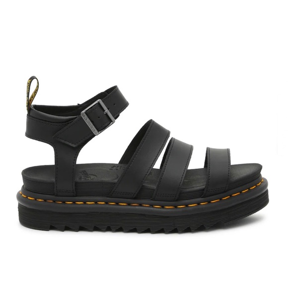 New Dr. Martens Blaire Hydro Leather Platform Sandal in Black RUN LARGE - Picture 10 of 14